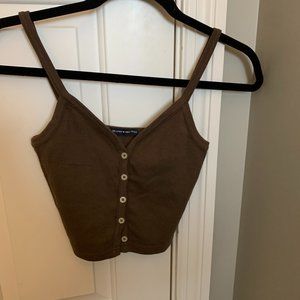 Brandy Melville Brown Button Down Tank Top